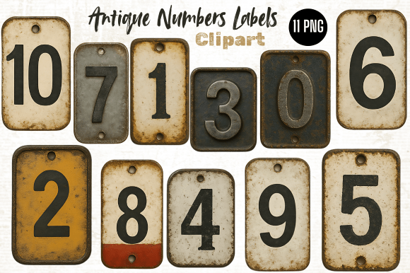 Download Antique Numbers Labels Printable PNG - Printable png Collection